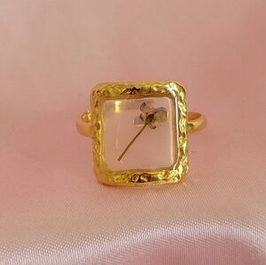 18K Gold-Plated Real Flower Ring